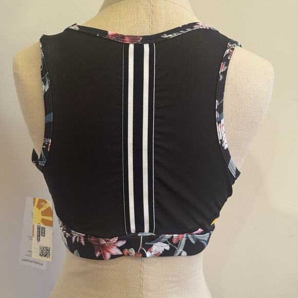 C&C California Womens M Sports Bra Performance Black Floral Mesh Stretch Wicking - Picture 5 of 16
